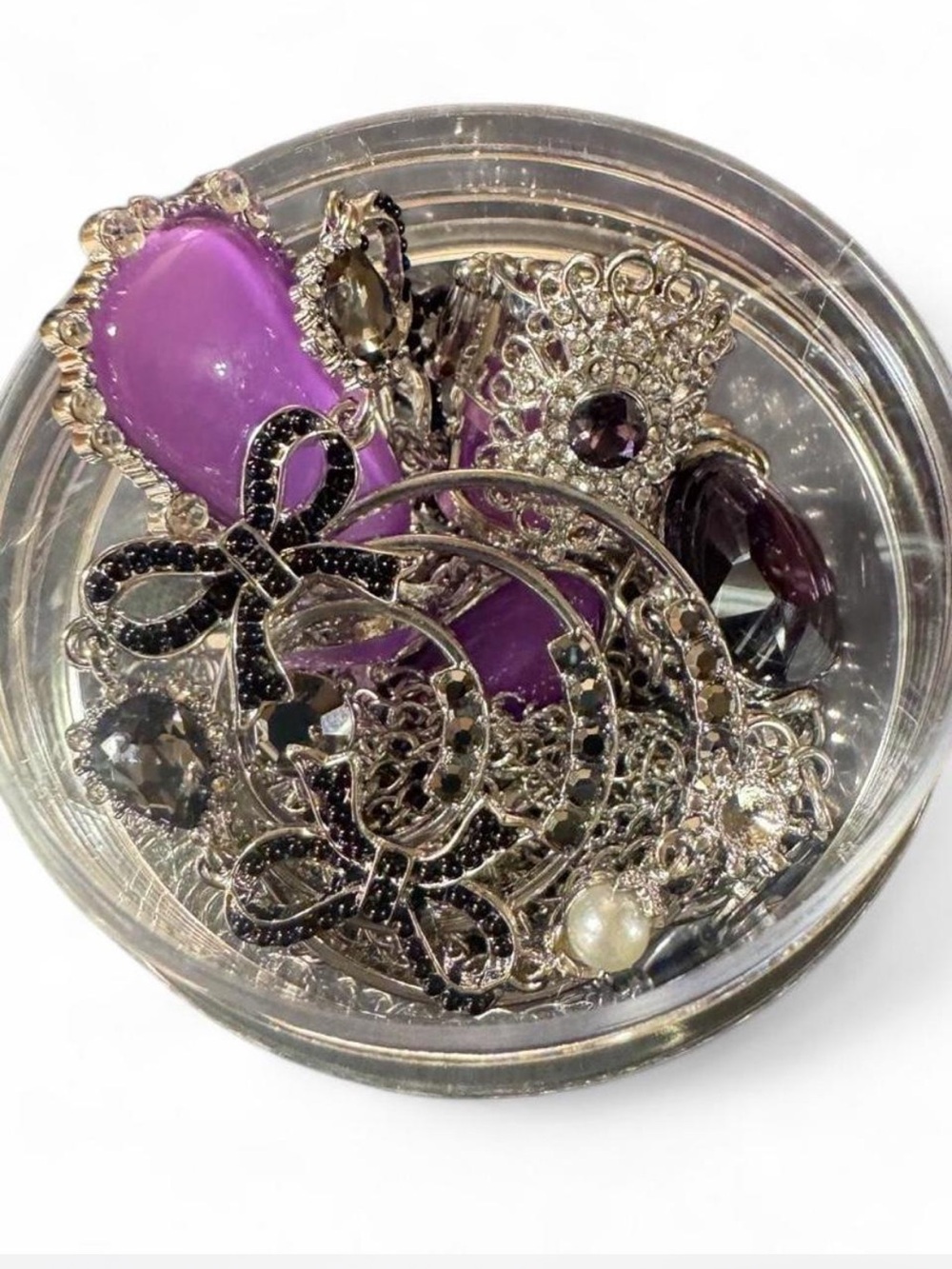 Beautiful Silver Tone Jewelry Jar